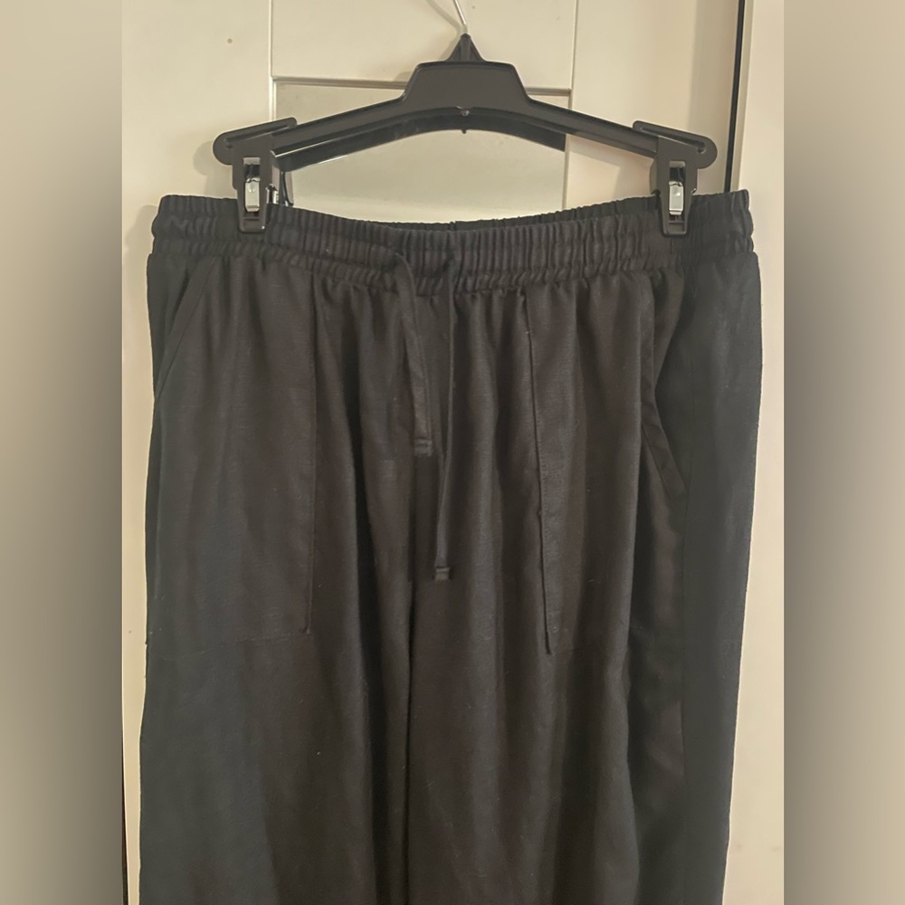 Joie Black Linen Pants Sz. L - Picture 4 of 9